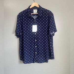 Denim & Flower printed button up shirt navy red size large casual office